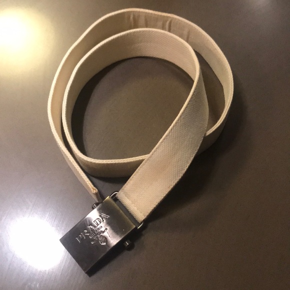 white prada belt